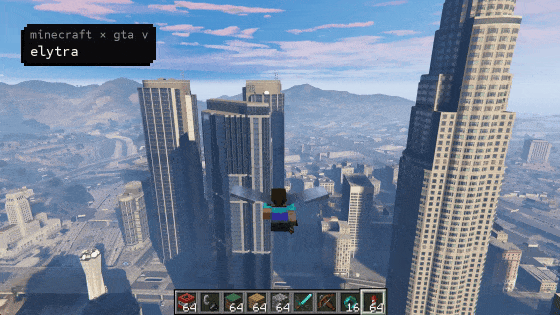 Universal Modder showcase showing Steve gliding in GTA V, Halo Warthog in Minecraft, AoE2 San Franciscans civ